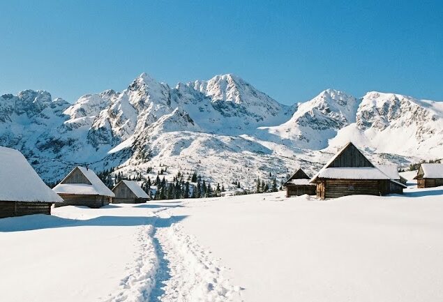 Szeroki kadr z Rusinowej Polany w stronę Tatr Wysokich