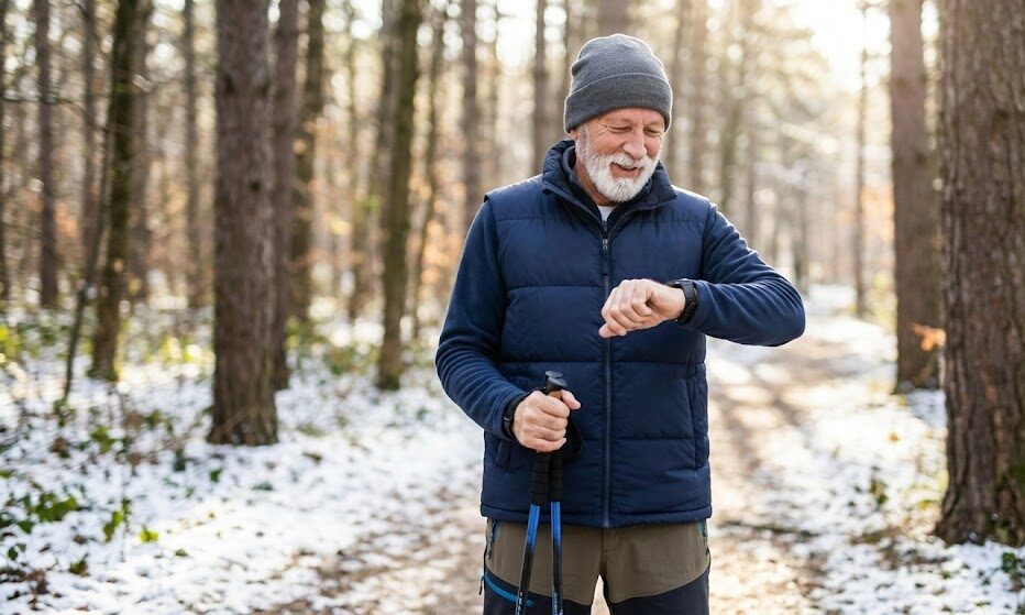 Zdjęcie przedstawiające dziadka w nowoczesnej odzieży sportowej