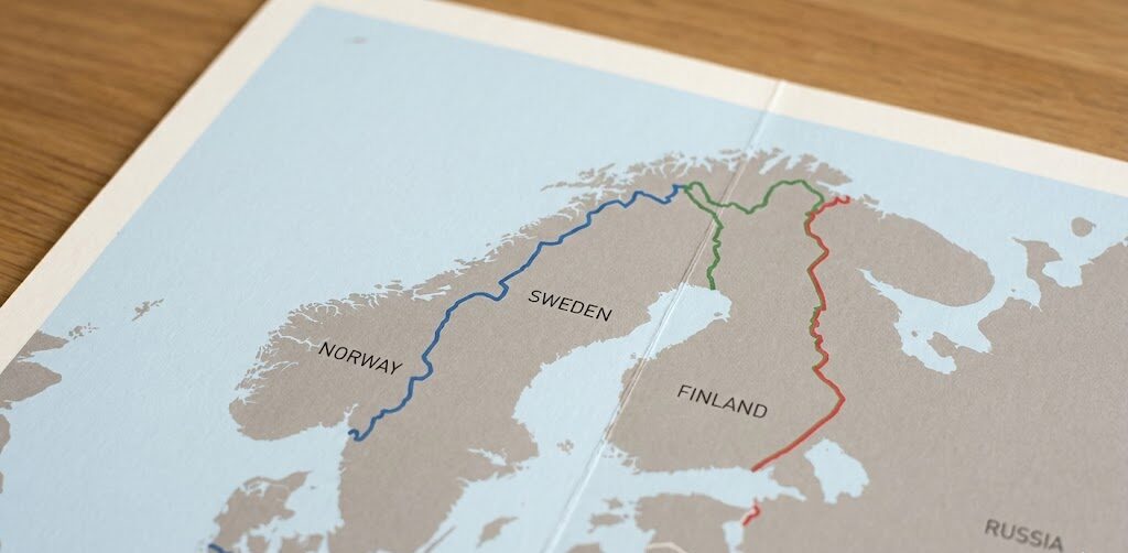 Grafika przedstawiająca mapę Półwyspu Skandynawskiego