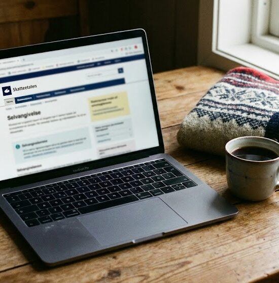 Laptop ze stroną norweskiego urzędu skarbowego