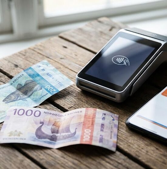 Zdjęcie artystyczne przedstawiające norweskie banknoty