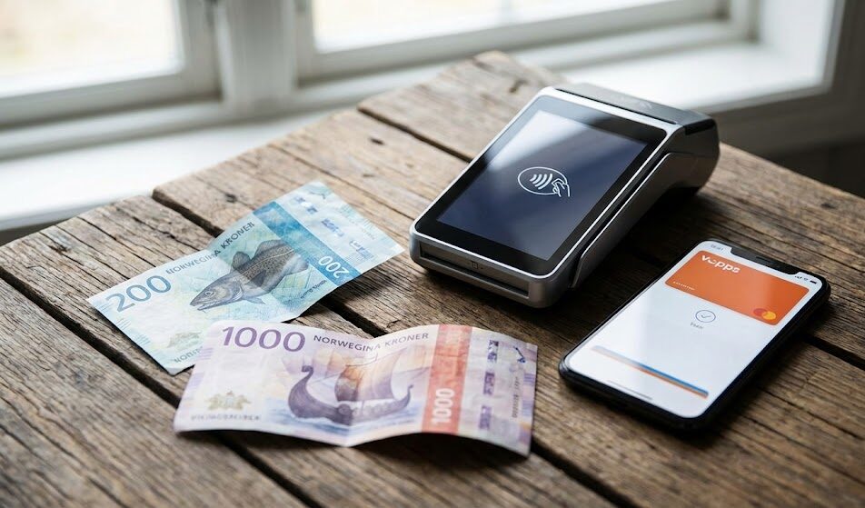 Zdjęcie artystyczne przedstawiające norweskie banknoty