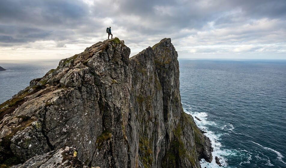 Zdjęcie ostrej grani góry Segla na wyspie Senja.