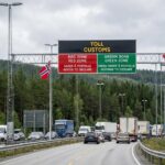 Zdjęcie przejścia granicznego między Szwecją (UE) a Norwegią.