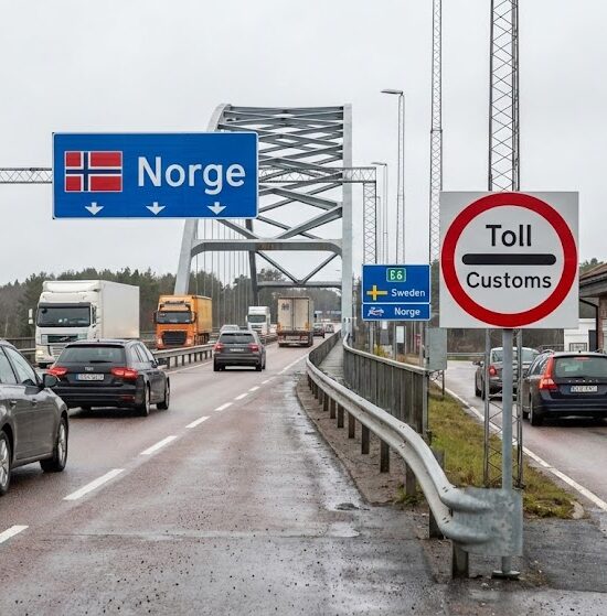 Zdjęcie przejścia granicznego między Szwecją a Norwegią